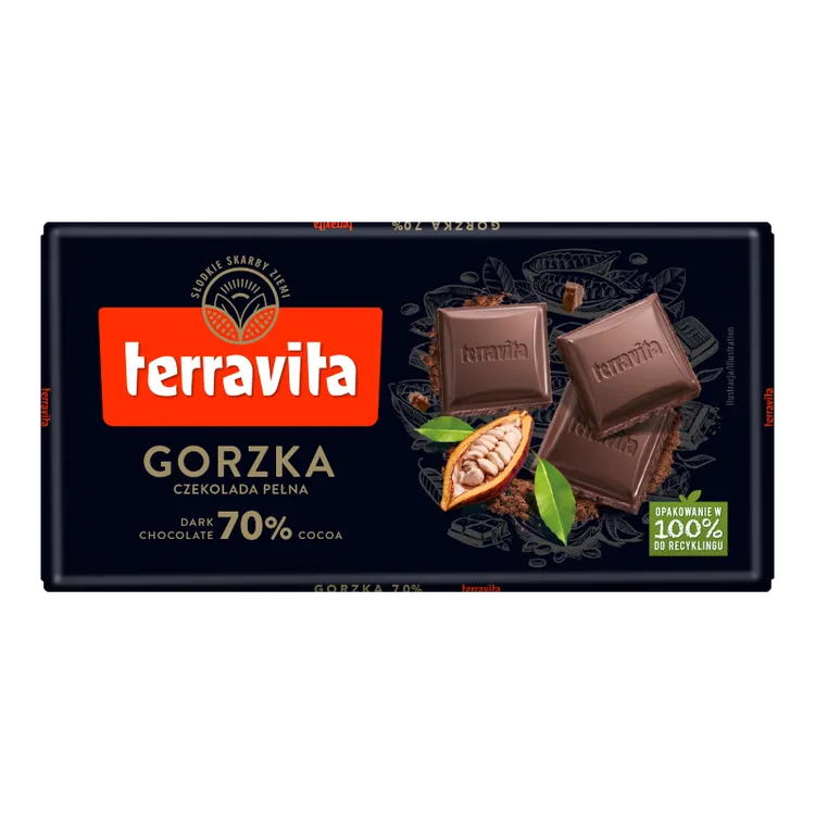 波蘭Terravita 70%黑巧克力90g售價68元。業者提供