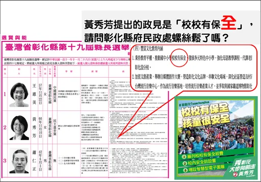 彰化縣長選舉公報凸槌 保「全」錯成保「金」