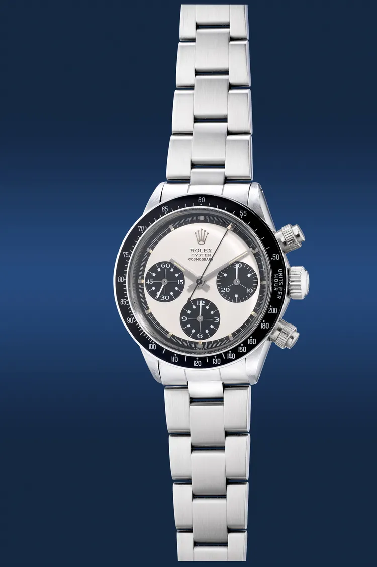 勞力士Cosmograph Daytona Panda型號6263 Paul Newman精鋼計時腕錶，估價約1972萬元台幣。品牌提供