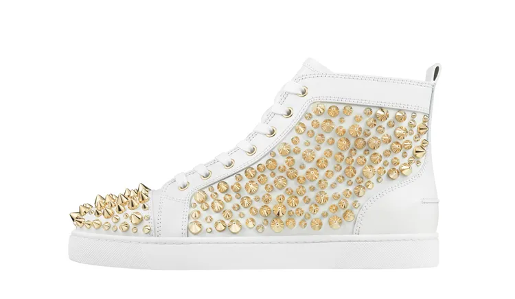Louis Spikes金色鉚釘裝飾白色高筒球鞋，4萬9600元。品牌提供