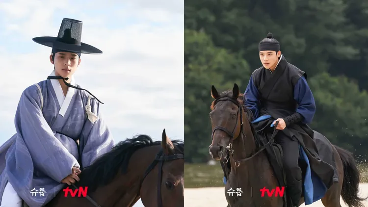 文相敏劇中騎馬英姿帥氣，但他一開始其實很害怕。翻攝tvN