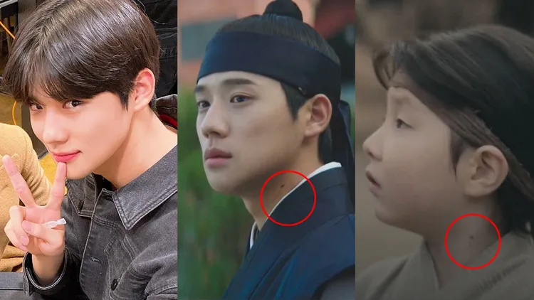 文相敏（左圖）本身脖子上沒有痣，但成枏大君和幼年時期都有痣，引發網友猜測與身世有關。翻攝文相敏IG、tvN