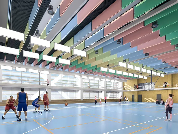 活動中心綜合球場設計圖。新工處提供