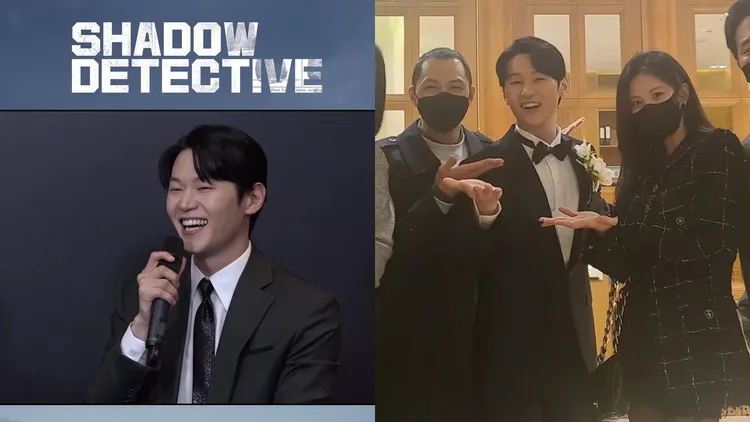 李學周（右圖中）11月6日剛舉行婚禮，他受訪時聊到結婚笑得合不攏嘴。Disney+提供、翻攝徐玄IG