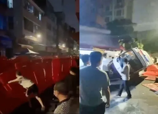 廣州封控掀抗議 暴怒群眾推翻警車、踹倒圍籬