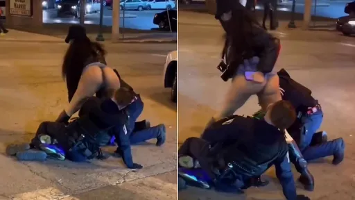 火熱影片|辣妹「小丁電臀」貼警察臉狂扭 她撩裙出招為了救同伴