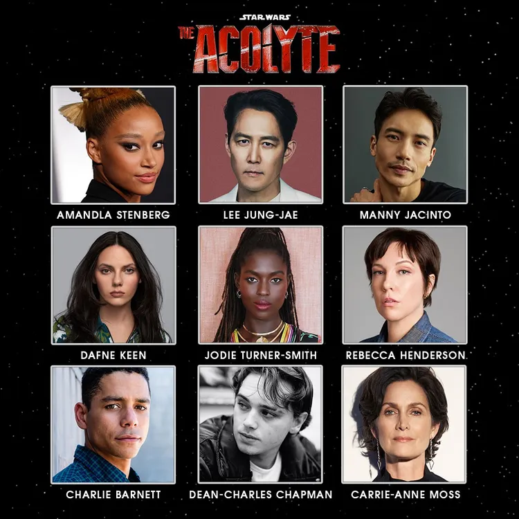 《The Acolyte》正式公開卡司陣容，外傳的李政宰、阿曼德拉史登柏格、星茱蒂透納史密斯都在名單中，還有迪恩查爾斯查普曼、凱莉安摩絲、達芙妮金等人參與演出。翻攝Disney+ IG