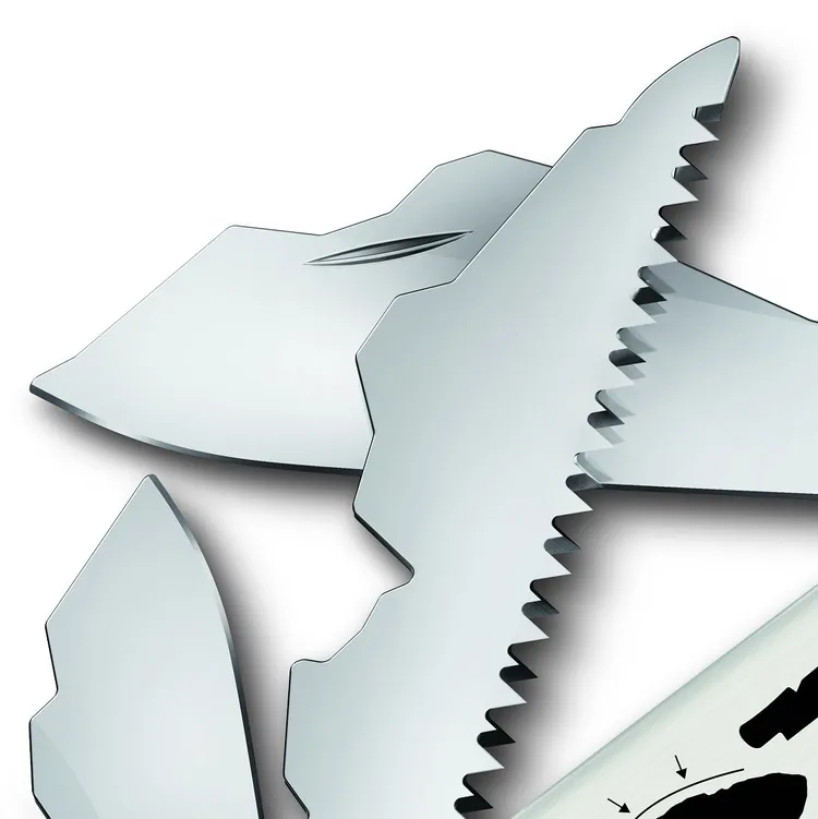 造型獨特的刀片，就像是被還原成古老的石器形狀。品牌提供