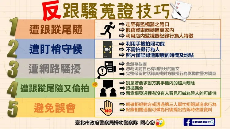 警方傳授反跟搜蒐證技巧。翻攝畫面