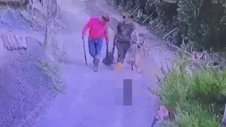 另一頭遭兩人拖行。飼主提供