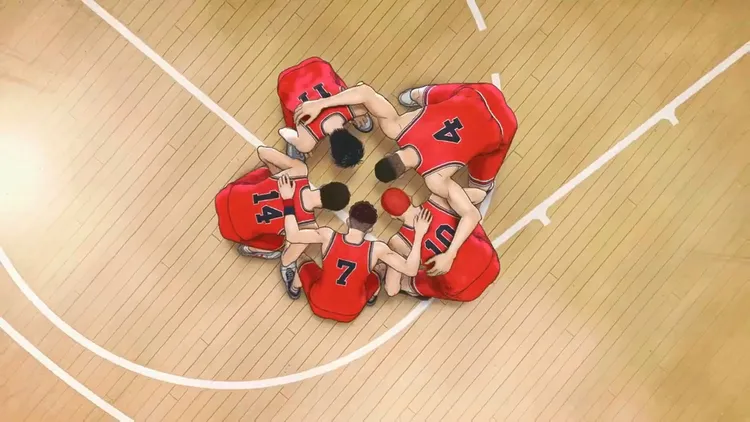 湘北隊圍成圓陣。翻攝movie_slamdunk推特