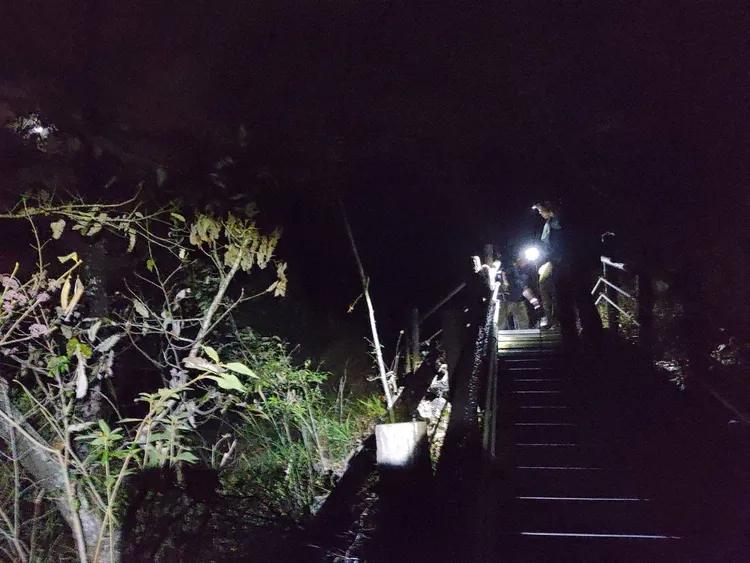 吳男因右眼失明，左眼視力不佳，晚間下山時看不清路徑求援。李陳信得攝