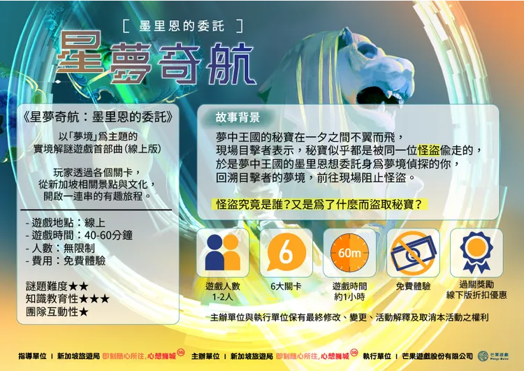 免費體驗的線上遊戲版的《星夢奇航：墨里恩的委託》遊戲說明。新旅局提供