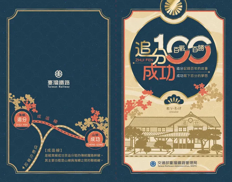 台鐵追分紀念票卡封面。台鐵提供