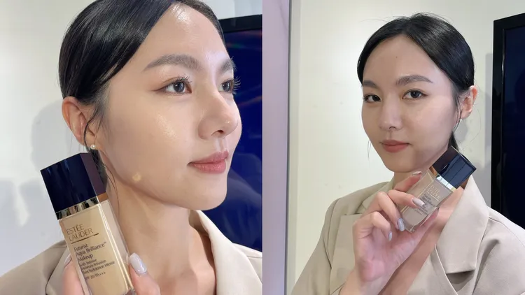 Model示範24H聚光保濕粉底精華。張家玲攝