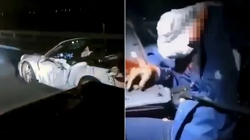 影片｜保時捷911「駕駛是無頭屍」　敞篷車開高速路遭護欄斬首