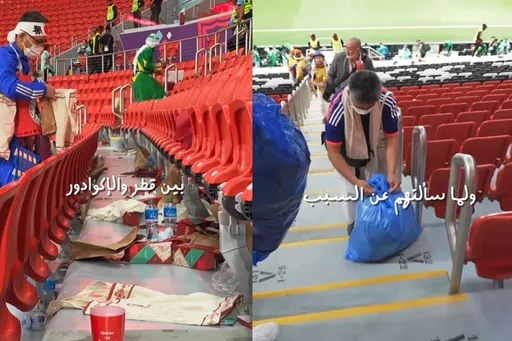 Respect!日本勝德國後 球迷主動撿垃圾:我們日本人從來不留下垃圾