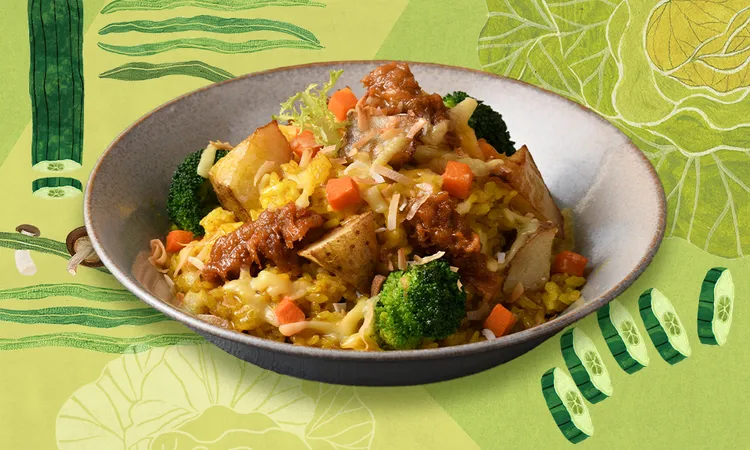 萊爾富攜手寬心園推出聯名蔬食「葡式咖哩焗飯」。業者提供