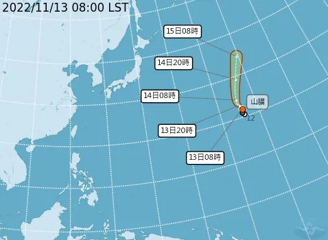颱風「山貓」路徑圖。氣象局提供