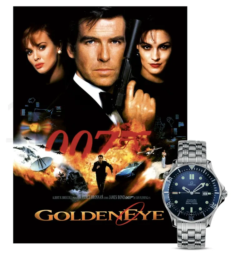 OMEGA初次在龐德腕間現身，是1995年時由皮爾斯布洛斯南演出的電影《黃金眼》。翻攝OMEGA官網