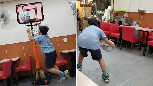 闆娘讓兒子「店內打籃球」砸中內用客 網傻眼:太危險了吧