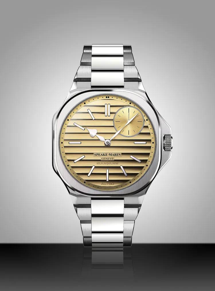 Ripples精鋼配18K金面盤20周年腕錶，限量50只，123萬8000元。品牌提供