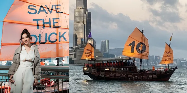 Save The Duck 10周年慶祝活動日前於香港手工建造帆船「張保仔號Aqua Luna II」上舉辦。品牌提供