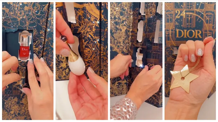 她仔細打開多個月曆小格子，展示當中的美妝小物，算是有誠意。翻攝kwanterri IG