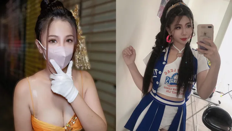 陳男妻子為廟會美女禮生，往昔也曾擔任過模特工作。攝自陳妻FB