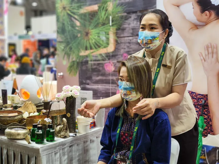 泰國首屈一指的頂級SPA品牌「Divana SPA」進駐泰國館，讓民眾免費體驗道地的泰式按摩服務。田欣雲攝