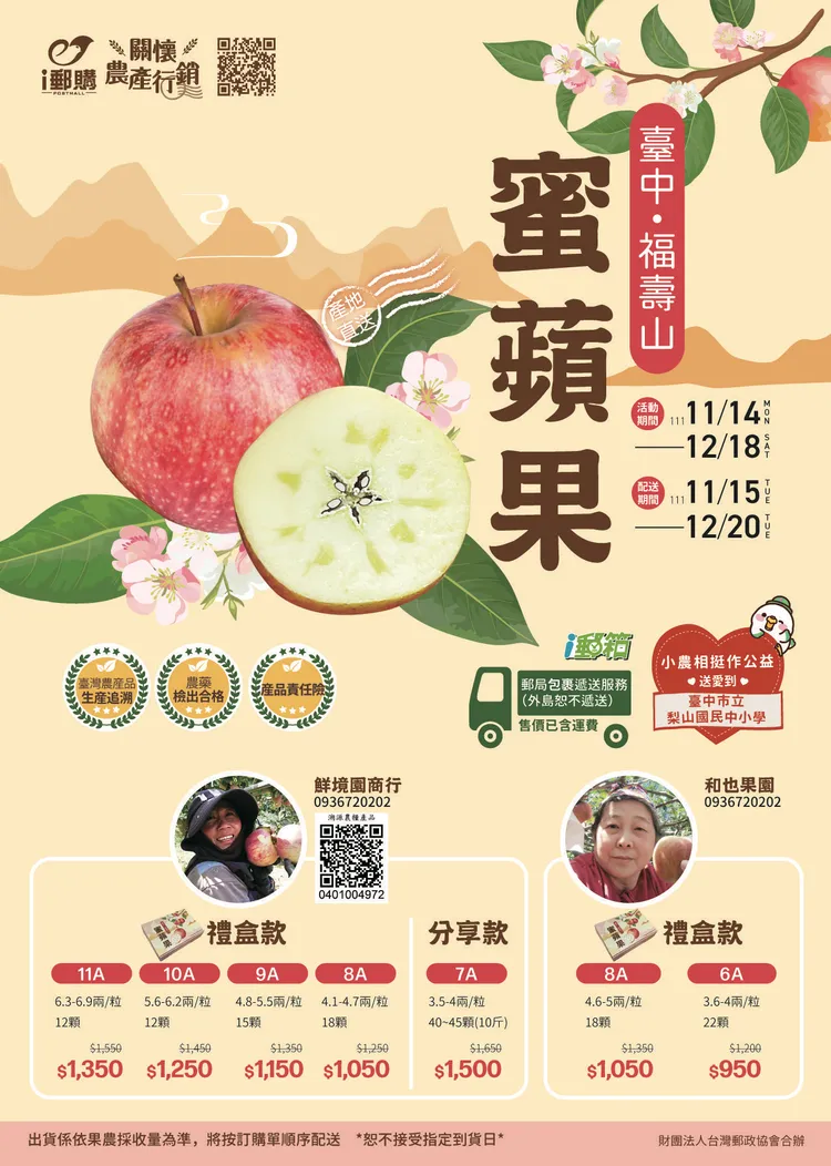 中華郵政提供小農通路。中華郵政提供