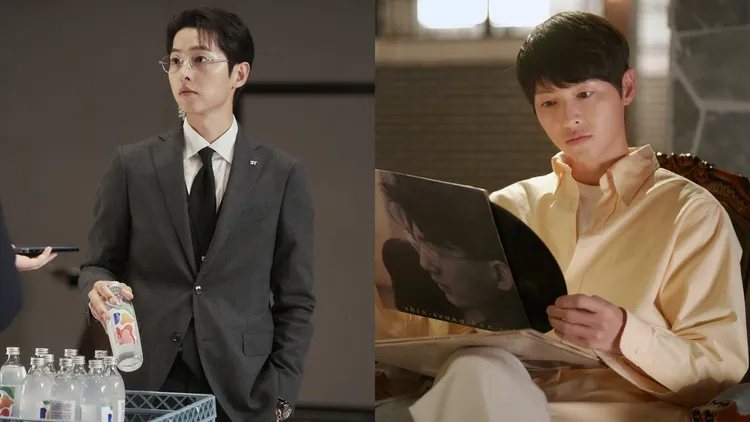 宋仲基（左圖）從風險管理組長，重生成為財團家的最小孫子，劇中回春扮大學生。friDay影音提供