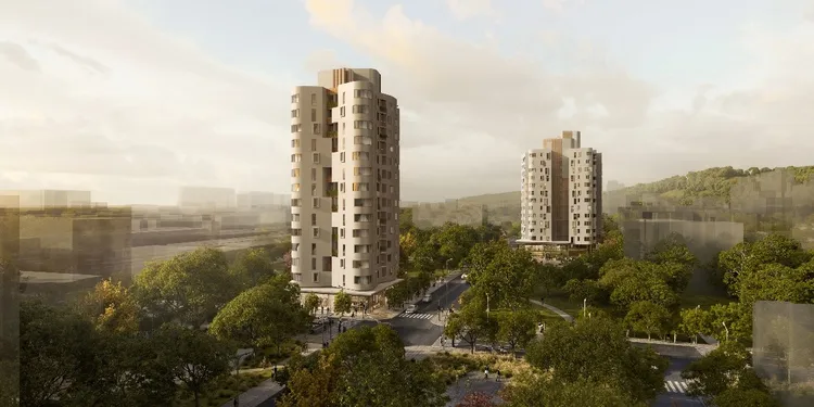 2棟建物規劃融入地景，成為台北城市花園。大陸建設提供