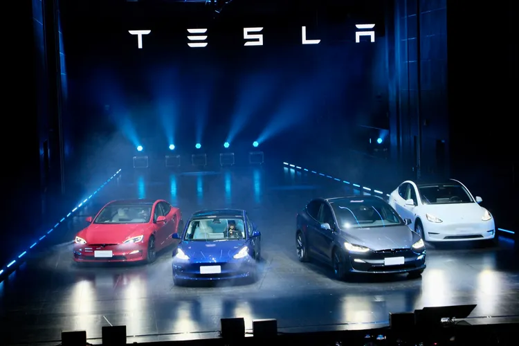 Tesla 全家族電動車產品 S3XY 四款電動車首度齊聚亮相。陳志淵攝