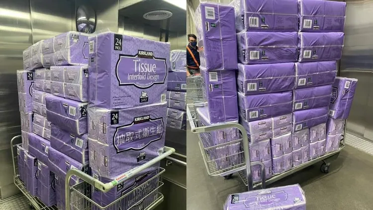 好市多賣場今衛生紙特價，有網友一買就是40包，塞爆推車。翻攝自臉書左營楠梓人文社交圈