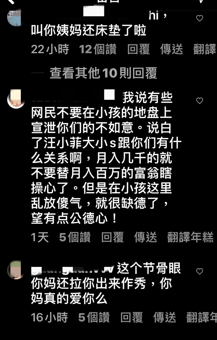 網友到Lily的IG惡意留言。翻攝Lily IG