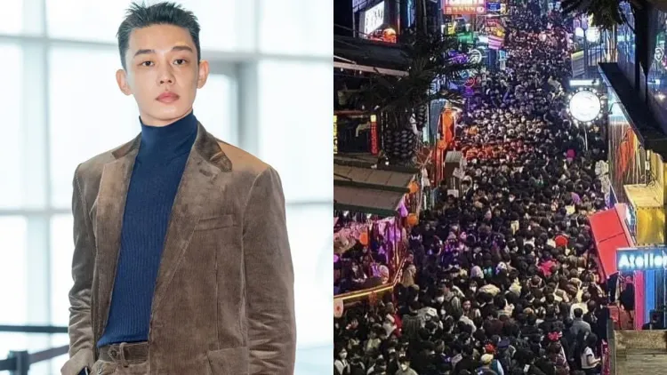 劉亞仁（左圖）人不在韓國，卻被點名是10月29日現身梨泰院的「名人」。翻攝OSEN、IG