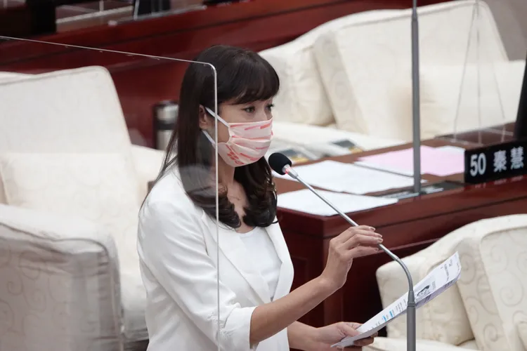 民進黨議員許淑華在議會質詢。資料照片