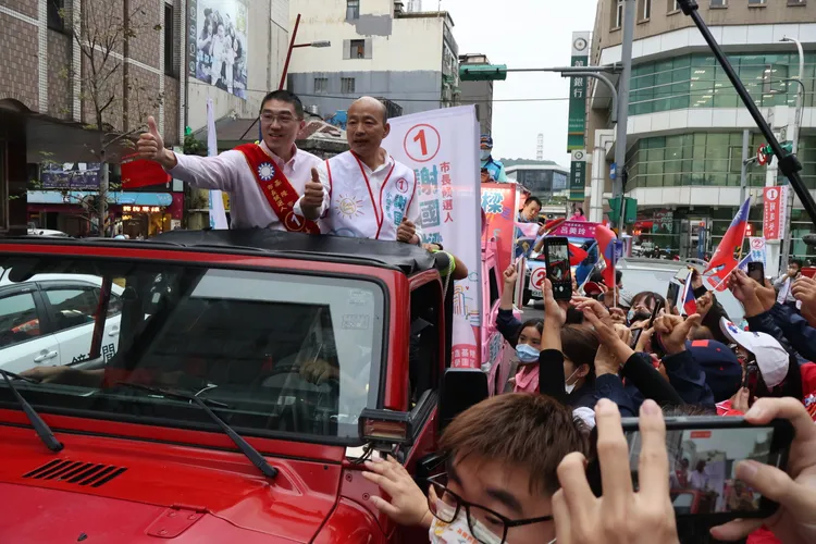 韓國瑜多次到基隆為謝國樑拜票。資料照片