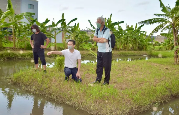 鄭朝方特別到訪「綠洋台」，並表示竹北西區一直是他認為竹北市最具生命力的區域，人文物產豐饒且環境優美。鄭朝方競辦提供