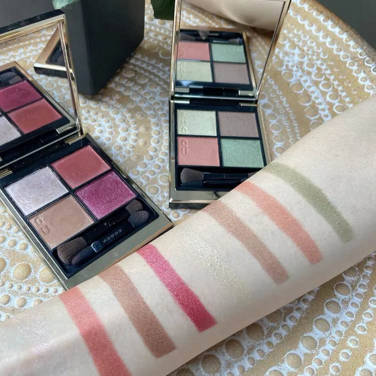 2款晶采盈緻眼彩盤手部試色。張家玲攝