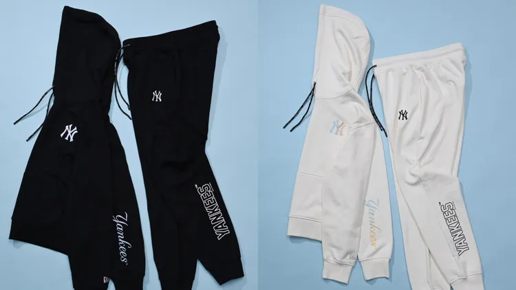 New Era X MLB Women運動套裝，連帽T恤3080元、長褲2480元。品牌提供