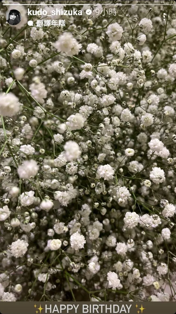 「木村嫂」工藤靜香低調用白色滿天星示愛。翻攝工藤靜香IG