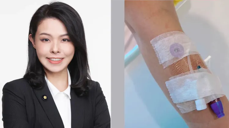 在風口浪尖上吊點滴，地方人士認為「真的是博取同情」，說直接一點，就是因無法回答問題來轉移焦點。翻攝自高虹安臉書