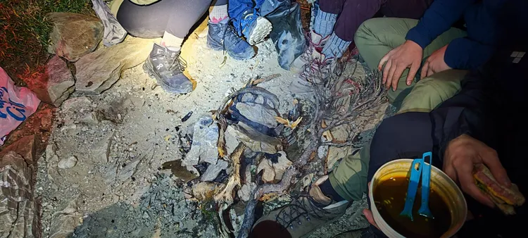 引火的木材是高山杜鵑的樹株。民眾提供