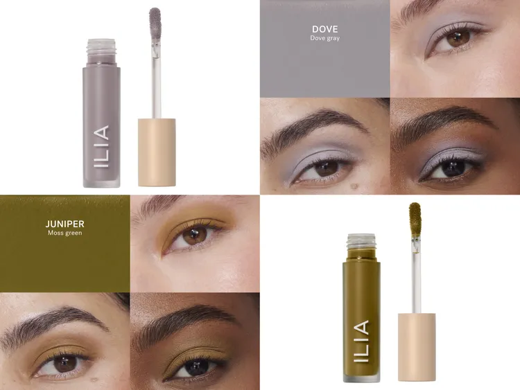 ILIA幻彩柔霧眼影蜜，#DOVE曖昧灰藍（上）、#JUNIPER薄霧青嵐（下），各1050元。品牌提供