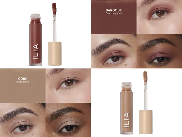 ILIA幻彩柔霧眼影蜜，#BAROQUE微醺勃根地（上）、#CORK暮靄茶棕（下），各1050元。品牌提供