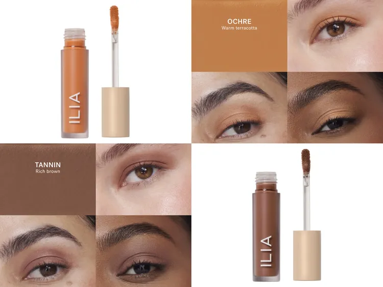 ILIA幻彩柔霧眼影蜜，#OCHRE夕陽暖橘（上）、#TANNIN 神秘暗棕（下），各1050元。品牌提供