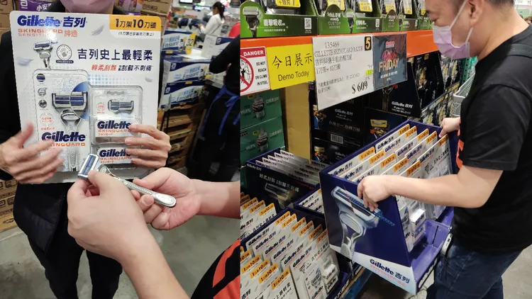 吉列刮鬍刀是許多男生從年輕用到老的牌子，這次黑五折180特價賣場出現許多直接整箱扛回家的民眾。