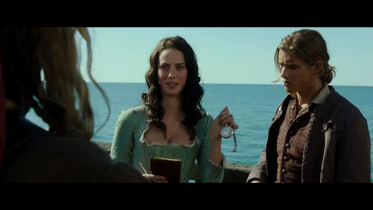 在《神鬼奇航》系列電影第5集中，傑克船長死對頭「巴博沙船長」的女兒Carina（中），手中就握持可以時間精準測算船隻所在緯度的航海天文錶。翻攝math.stackexchange網站